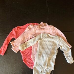 Cozy Kids Ribbed One Piece Set - Pink, Light Pink, and Gray